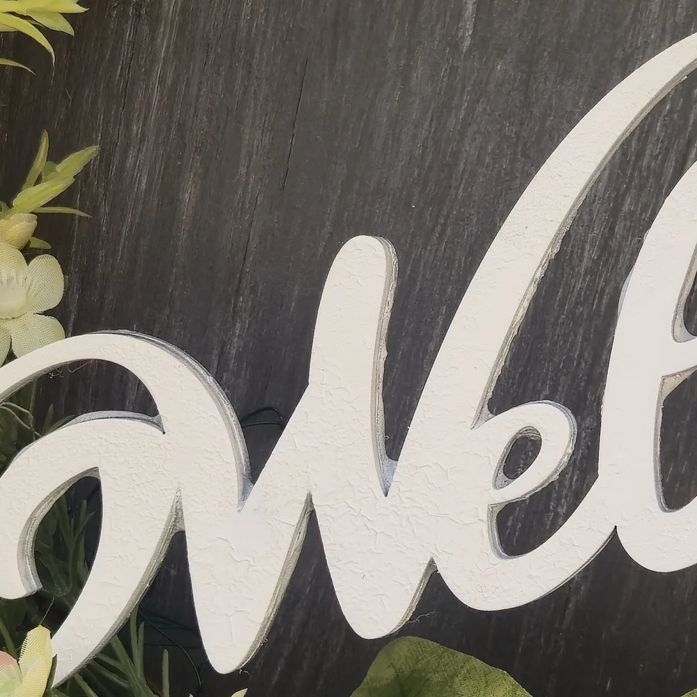 Handmade Everyday Green and White Welcome  Wreath